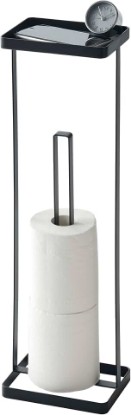 Picture of YAMAZAKI Home Tower Roll Paper Stand with Tray - Steel - Holds 3 Toilet Paper Rolls | Sturdy steel roll paper stand with an integrated top tray. Built for daily use. Designed for convenient home organization.