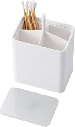 Picture of YAMAZAKI Home Cotton Swab Holder Qtip Dispenser – Pop Up One Hand Bathroom - Abs Plastic -