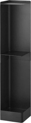 Picture of YAMAZAKI Home Slim Rolling Toilet Paper Storage Cart for Bathroom, Black | Slim toilet paper organizer and rolling bathroom storage. Features an adjustable shelf & durable steel toilet paper stocker.