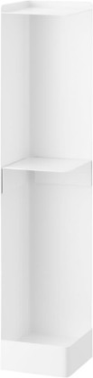 Picture of YAMAZAKI Home Slim Rolling Toilet Paper Storage Cart for Bathroom, White | Slim toilet paper organizer and rolling bathroom storage. Features an adjustable shelf & durable steel toilet paper stocker.