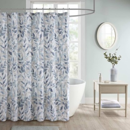 Picture of Madison Park Sofia Shower Curtain for Bathroom, 72 x 72, Blue | Ultra Soft, Microfiber, Adds Privacy, Machine Washable, OEKO-TEX Certified