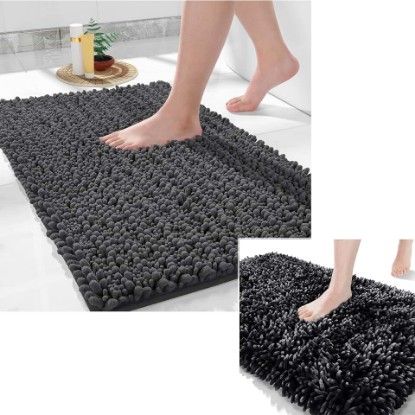 Picture of Yimobra Bathroom Rug Non Slip, Extra Thick Soft Absorbent Chenille Bath Mat, Machine Washable Quick Dry Bath Rugs for Bathroom Floor, Tub and Shower, Home Decor Accessories