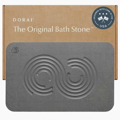 Picture of Dorai Home Stone Bath Mat - Premium Diatomaceous Earth Bath Floor Mats with Non-Slip Base, Fast-Drying Modern Shower Mat for Bathroom | Zen Slate - 23.6"x15.4"