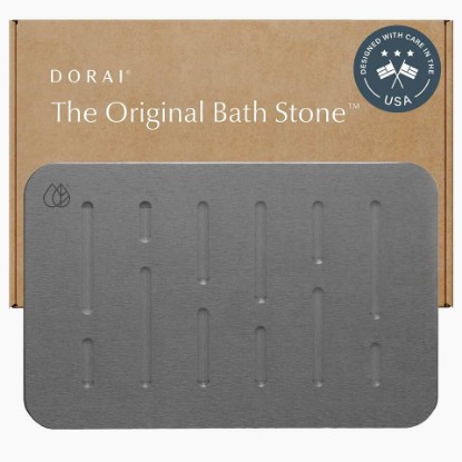 Picture of Dorai Home Stone Bath Mat - Premium Diatomaceous Earth Bath Floor Mats with Non-Slip Base, Fast-Drying Modern Shower Mat for Bathroom | Rain Slate