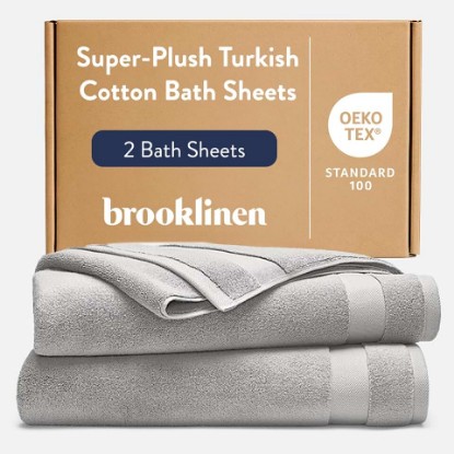 Picture of Brooklinen 100% Turkish Cotton Bath Sheets - Set of 2, Smoke Gray | Ultra-plush 770 GSM Turkish cotton bath towels, highly absorbent & quick-drying; soft, durable & machine washable.