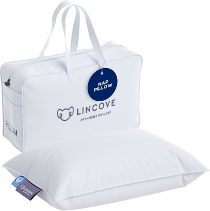 Picture of Lincove Microgel Travel Pillow - Global Recycled Standard Certified - Plush and Cozy Luxury Pillow to Support Head, Neck, While Sleeping on Airplanes, Cars, Hotels & Home - 13"x18"