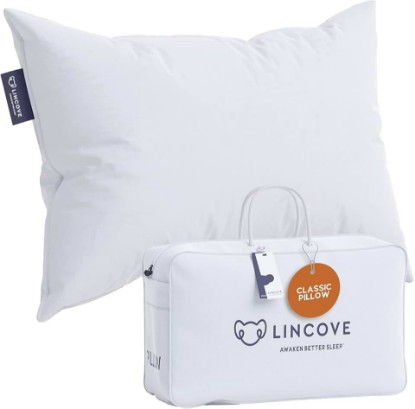Picture of Lincove Hotel Collection Pillows for Sleeping - Premium Down and Feather, Luxury, Plush, Hypoallergenic - for Neck Pain, Back & Side Sleepers (Standard Size, 1 Pack)