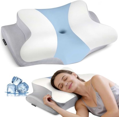 Picture of Cervical Pillow for Neck Pain Relief, Ergonomic Neck Pillow for Sleeping | Cooling Memory Foam Pillows for Neck Support,Orthopedic Contour Bed Pillow for Side Back Stomach Sleepers