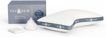 Picture of Eli & Elm Best Ergonomic Side Sleeper Pillow for Neck Pain. Supportive Cooling Latex Fill. U-Shape Contoured Design. King & Queen Size (Queen (U.S. Standard), with Pillow Case)