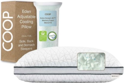 Picture of Coop Home Goods Eden Bed Pillow Queen Size for Sleeping on Back, Stomach and Side Sleeper- Medium Soft Memory Foam Cooling Gel - CertiPUR-US/GREENGUARD Gold