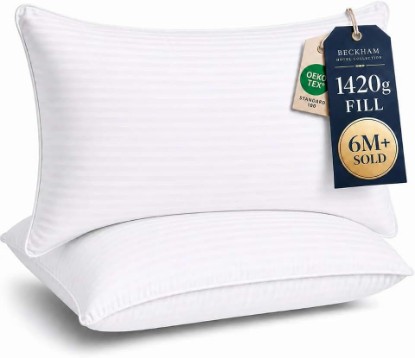 Picture of Beckham Hotel Collection Bed Pillows King Size Set of 2 | Down Alternative Pillow for Back, Stomach or Side Sleepers OEKO-TEX STANDARD 100