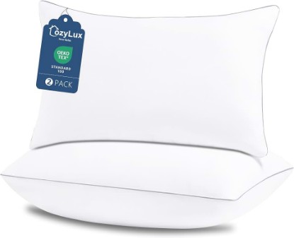 Picture of CozyLux Bed Pillows Queen Size Set of 2, 18" x 28", Medium Support | Soft Supportive Down-Alternative Pillows for Side, Back & Stomach Sleepers, OEKO-TEX Certified, Hotel Quality, Washable OEKO-TEX STANDARD 100