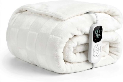Picture of Heated Throw(50"x60") Blanket,Ultrasoft Electric Blanket Checkered Pattern | Extra-long 2.7m (8.86ft) Detachable Controller,6 Heat Levels,1-10H Auto Off Timer,Overheat Protection,Machine Washable OEKO-TEX STANDARD 100