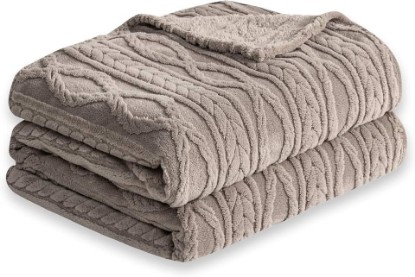 Picture of COOVA Taupe Fleece Throw Blanket for Couch - Super Soft Cozy Plush Fuzzy Blanket for Sofa,Premium Sherpa Warm Throw for Women,Bed,Chair,50x60 Inches OEKO-TEX STANDARD 100