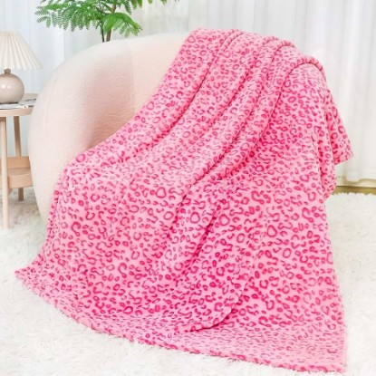 Picture of Warm Blanket Pink Soft Fleece Leopard Print Blanket for Women, Fuzzy Hot Pink Cheetah Print Throw Blankets for Bed Couch Sofa, Cozy Gifts for Women Mom Birthday Mothers Day 50x60 Inches OEKO-TEX STANDARD 100