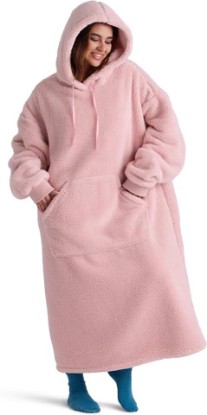 Picture of Bedsure Wearable Blanket Hoodie, Valentines Day Gifts for Her Wife Women Girlfriend, Shaggy Sherpa Oversized Hooded Blanket OEKO-TEX STANDARD 100