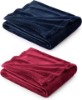 Picture of Bedsure Fleece Throw Blanket Navy and Wine