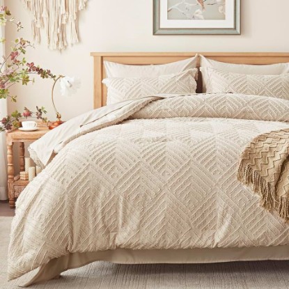 Picture of Zzlpp Queen Comforter Set 7 Piece, Beige Bed in a Bag Queen Bedding Sets | Boho Tufted, OEKO-TEX Certified, Luxury, Lightweight, All Season, Down Alternative Comforter, Breathable sheets & pillowcases OEKO-TEX STANDARD 100