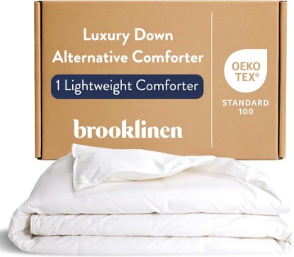 Picture of Brooklinen Lightweight Down Alternative Comforter - Full/Queen - Cooling Summer Duvet Insert for Hot Sleepers - 100% Cotton Sateen, Breathable Recycled Fill, Baffle Box - Soft & Airy Bedding