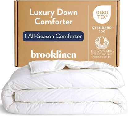 Picture of Brooklinen Down Comforter Hotel-Quality Warmth, Breathable - Full/Queen | All-season warmth from natural down in a 100% cotton shell; baffle-box build stays fluffy & even; hotel-quality comfort.