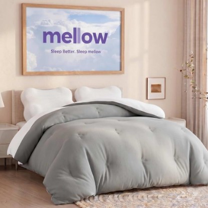 Picture of Mellow Marshmellow Comforter, Oeko-TEX Fabric (Gray, Full/Queen) | Extra Fluffy Double-Stuffed Down Alternative Duvet Insert, All-Season Temperature Balancing, Box Stitch, Twin / Twin XL) OEKO-TEX STANDARD 100