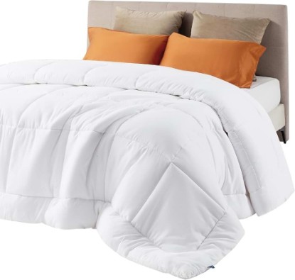 Picture of Bedsure Comforter Duvet Insert - Quilted Comforters Queen Size, All Season Duvet, GentleSoft Down Alternative Bedding Blanket, with 8 Tabs, Gifts for Women/Men, White, Queen 88 x 88 Inches OEKO-TEX STANDARD 100