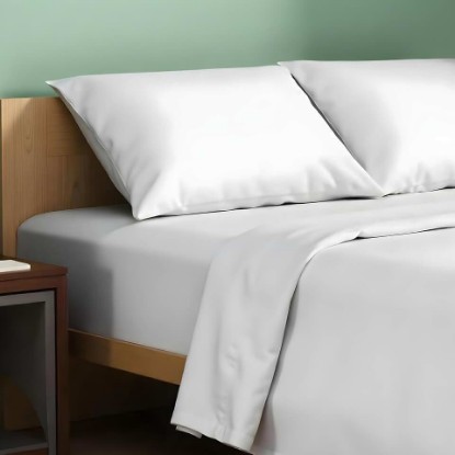 Picture of TEXAS LINEN CO. 100% Organic Cotton Sheets Queen Size - 4 PC Organic Cotton Queen Size Percale Weave Sheet Set, Soft, Cooling, Crisp & Breathable, 16" Deep Pocket Hotel Quality Bedding Set - White OEKO-TEX STANDARD 100