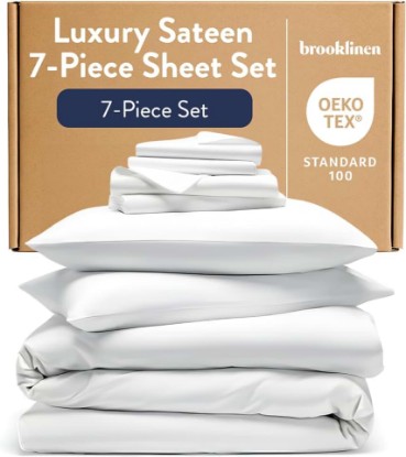 Picture of Brooklinen Sateen Duvet Cover Hotel-Quality Luxury - King, White | Silky-smooth 100% cotton sateen duvet cover, soft & hotel-quality; machine washable; soft & luxurious; breathable.