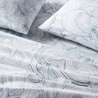 Picture of Brooklinen Percale 4-Pc Sheet Set for Hot Sleepers - Queen, Oyster/Storm | Cool, crisp percale weave in 100% long-staple cotton, breathable for hot sleepers; machine washable; lightweight & durable.