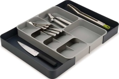 Picture of Joseph Joseph DrawerStore Expanding Flatware Cutlery, Utensil & Gadgets Organiser, Expandable in Drawer Space Saving Tray- Grey