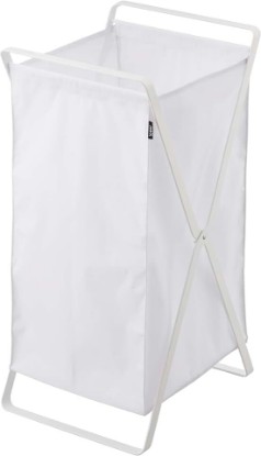 Picture of YAMAZAKI Home Laundry Basket - Foldable Storage Hamper Organizer Steel One Size White | Lightweight, collapsible laundry basket ideal for small spaces. A smart fit for modern homes. Keeps essentials organized.