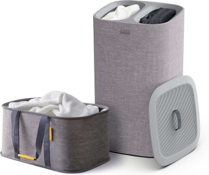 Picture of Joseph Joseph Laundry 2 piece set - Hold-All 35L/9.2 Gallon collapsible Washing Basket and Tota 60L/15.8 Laundry Separation Hamper with 2 removeable bags - Gray