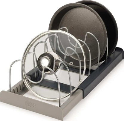Picture of Joseph Joseph DrawerStore Expanding Cookware Organizer, Space saving storage for pan lids, baking trays - Grey