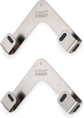 Picture of Joseph Joseph Space Set of 2 Pot and Pan Lid Holders Self Adhesive Wall Mount Storage Organizer, Suitable for Lids up to 11 in, 3M VHB Tape and Screws Included, Stainless Steel