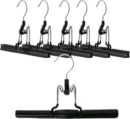 Picture of MAWA by Reston Lloyd Non-Slip Space-Saving Clothes Hanger with Clamp for Pants and Skirts, Style M/26, Set of 6, Black