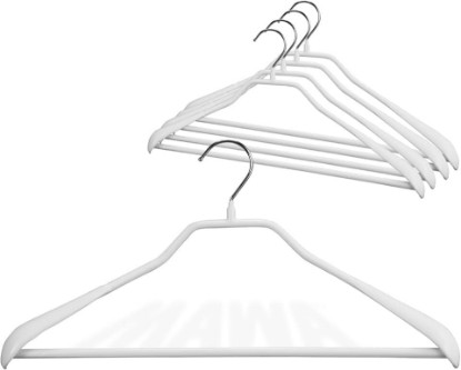 Picture of MAWA by Reston Lloyd BodyForm Series Non-Slip Space-Saving Clothes Hanger with Bar For Pants, 16 1/2", Style 42/LS, Set of 5, White