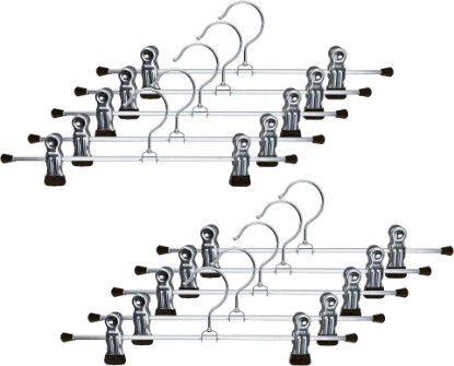 Picture of MAWA by Reston Lloyd Non-Slip Space-Saving Clothes Hanger For Pants & Skirts with Two Non-Slip Clips, Style K/30D, 12-Inch, Set of 10, Black