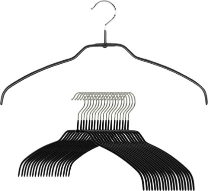 Picture of MAWA Reston Lloyd Silhouette Ultra-Thin Series, Non-Slip Space Saving Shirt Hanger, Style 42/FT, Pack of 20, Black, 20 Count