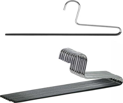 Picture of MAWA by Reston Lloyd Trouser Series Non-Slip Space-Saving Clothes Hanger with Single Rod for Pants, Style KH/1, Set of 10, Black