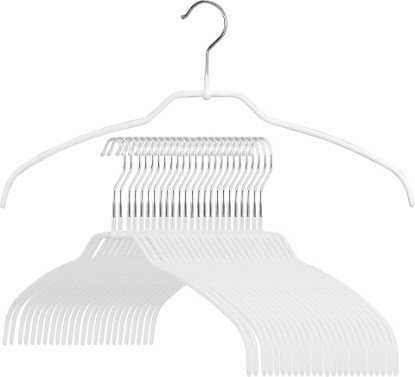 Picture of MAWA Reston Lloyd Silhouette Ultra-Thin Series, Non-Slip Space Saving Shirt Hanger, Style 42/FT, Pack of 24, White, 24 Piece
