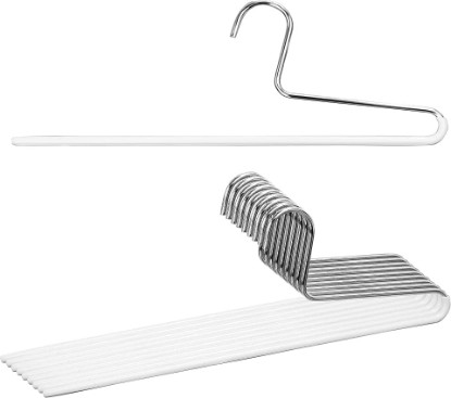 Picture of MAWA by Reston Lloyd Trouser Series Non-Slip Space-Saving Clothes Hanger with Single Rod for Pants, Style KH/1, Set of 10, White