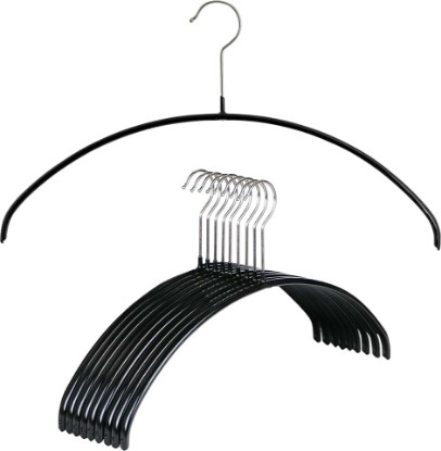 Picture of MAWA by Reston Lloyd Euro Series Non-Slip Space Saving Steel Clothes Hanger for Shirts, Dresses, Sweaters, Style 40/P, Set of 10, Black (14118)
