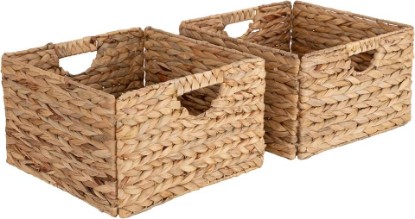 Picture of Seville Classics Premium Natural Handwoven Portable Laundry Bin Basket with Carrying Handles, Household Storage for Clothes, Linens, Sheets, Toys, Natural Water Hyacinth, Rectangular (2-Pack)