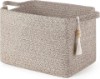 Picture of Mkono Woven Storage Basket, Cube Cotton Rope Basket for Shelves, 13"x10"x9" | Organizes Shoes Clothes Toys Towels Books, Gift Basket, Wooden Beads Tassel, Rectangle Bin, Fits Entryway Bedroom Living Room