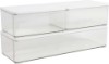 Picture of Martha Stewart Grady Storage Boxes with Wood Lids, White, 3-Pack | Engineered Wood Lids, Stackable, Clear Plastic Boxes
