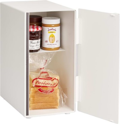 Picture of YAMAZAKI Home Tower Bread Box Keeper Holder Container, Metal Bread Holder Saver, Slim Space Saving Counter Storage - Steel