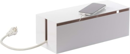 Picture of YAMAZAKI Home Cable Management Box – Cord Organizer Box with Lid, Minimalist Cable Storage for Office, ABS Plastic | Sleek cable storage container for office spaces. Removable lid prevents dust buildup. Helps keep everyday tech organized.