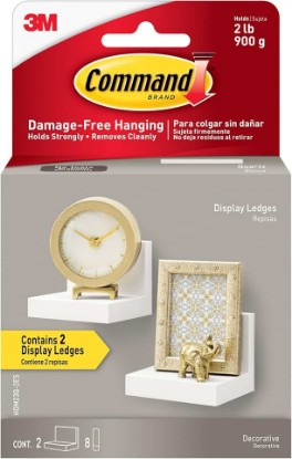 Picture of Command Display Ledges, Holds up to 2 lb, Quartz, 2 Ledges with 8 Medium Strips, Damage-Free Hanging Floating Shelf with Adhesive Strips, Personalize Living Room, Bedroom, Kids Room or Office