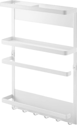 Picture of YAMAZAKI home 2560 Kitchen Rack-Magnetic Storage Holder & Organizer, One Size, White | Magnetic refrigerator organizer and wall holder for spices and paper towels. Adds practical everyday storage. Saves space.