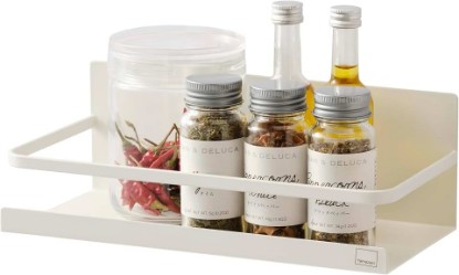 Picture of YAMAZAKI Home Magnetic Spice Storage Rack Organizer For Fridge - Steel | Magnetic storage rack organizer for fridge. Sleek steel construction with a strong magnetic mount. No assembly.